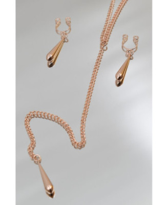 bijoux de corps, pinces de seins goutte et tour de cou chainette 